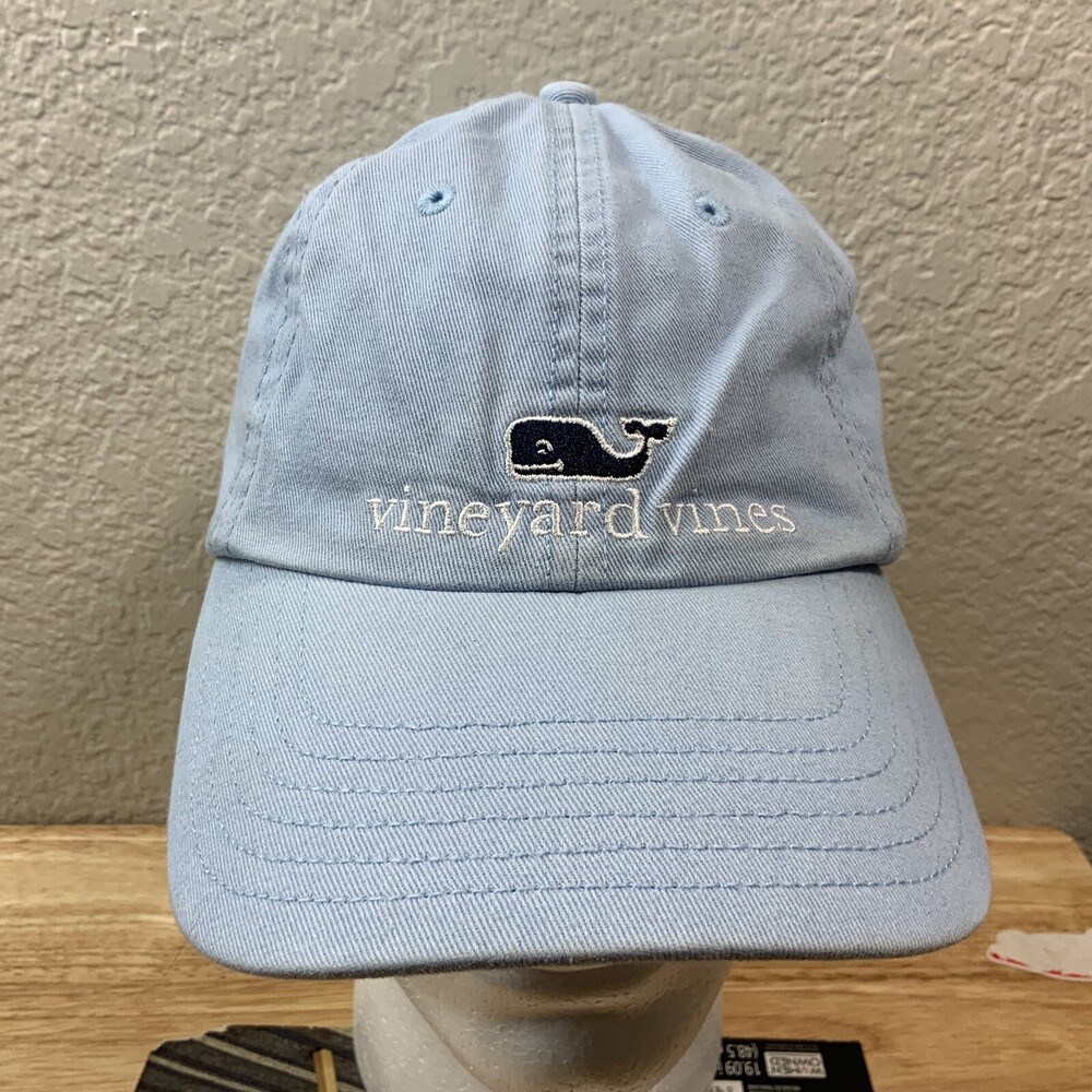 Vineyard Vines Hat Cap Strap Back Golfer Adjustable Whale Logo Light Blue Preppy